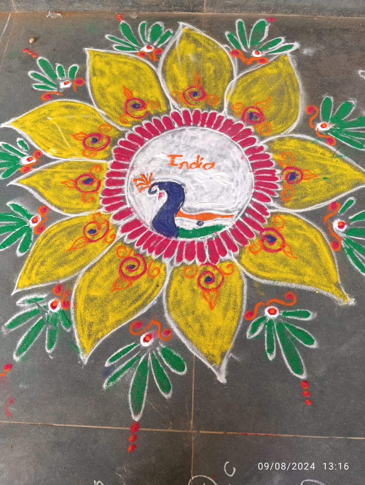 Students creating traditional Odia art